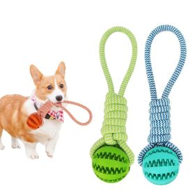 Dog Toys Treat Balls Interactive Hemp Rope Rubber Leaking Balls For Small Dogs Chewing Bite Resistant Toys Pet Tooth Cleaning Bite Resistant Toy Ball (Color: green)