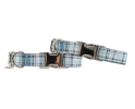 Adjustable Collar - Quick Release Metal Alloy - Blue Plaid